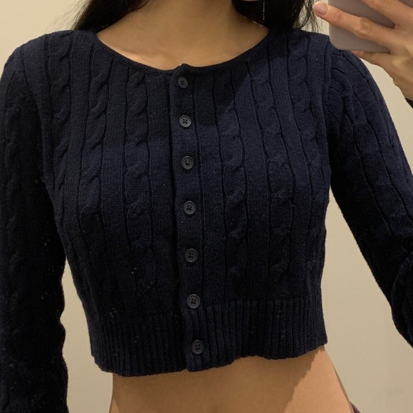 Brandy Melville Sweaters Brandy Melville Navy Athelia Knit Cardigan